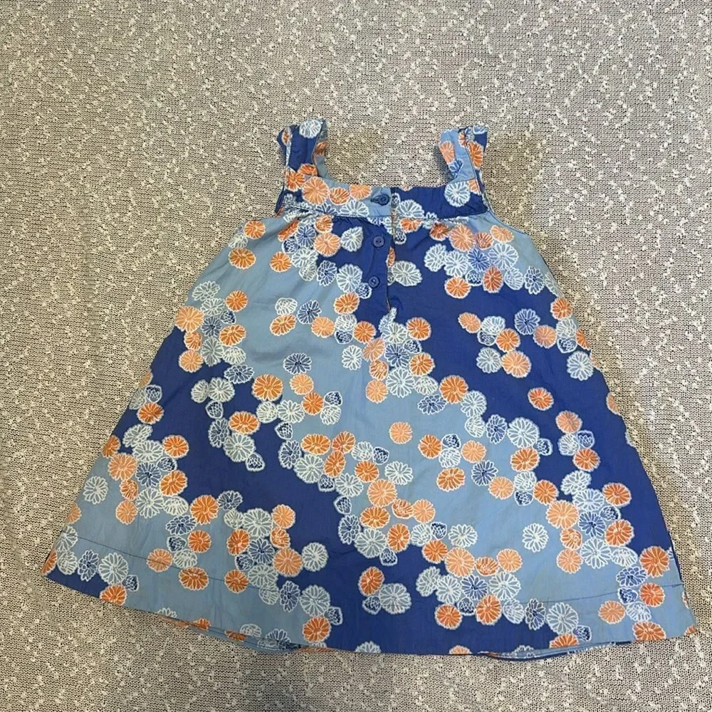 JANIE AND JACK Floral Blue and Orange Cotton Dress 12-18m 12m 18m